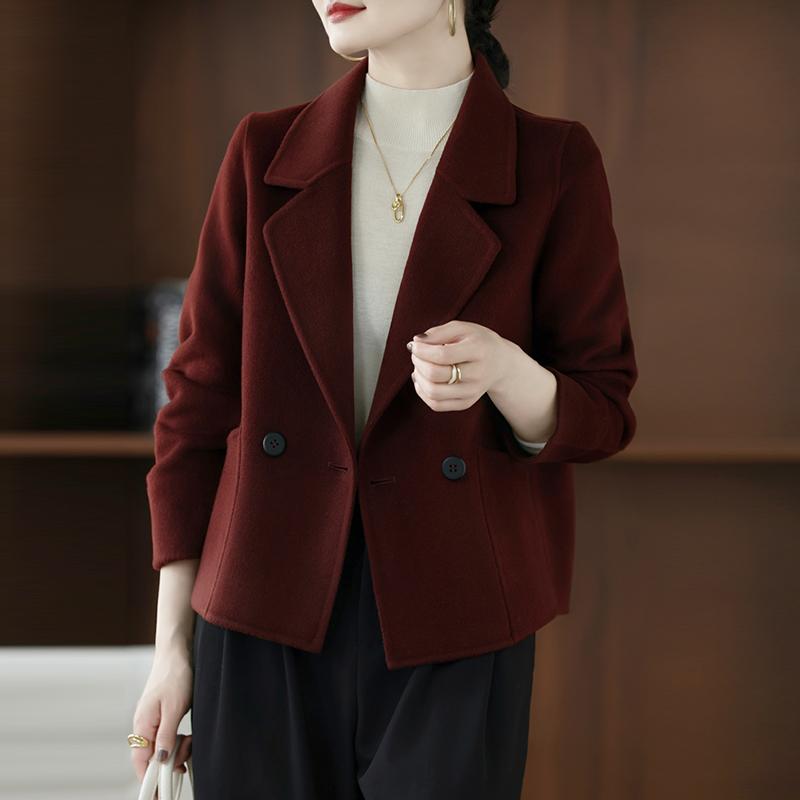 

100% Шерсть Женский Пиджак MODERN NEW SAGA Осенний Шерстяной Блейзер Ручной Работы Пиджак Костюм Зимнее Теплое Шерстяное Пальто 2XL темно-красного