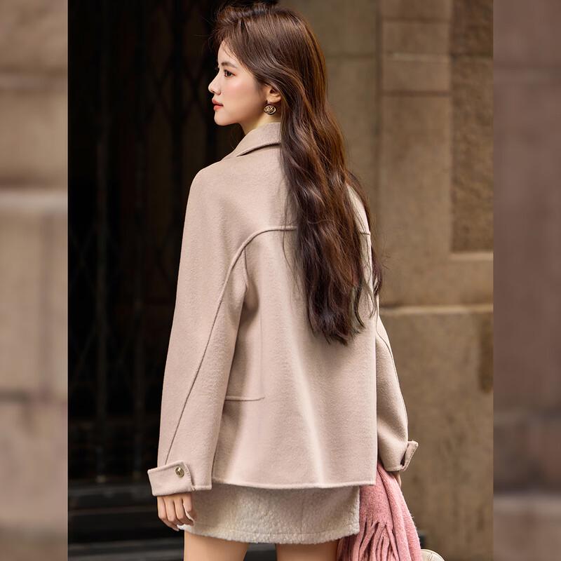 Women's 100% Wool Double-faced Lapel Short Coat