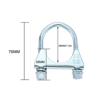 2Pcs U Bolt Muffler Clamp 38-76MM Dia U-bolt Muffler Tip Exhaust Clip Replacement for RV UTV Tractor Motorcycle Exhaust System