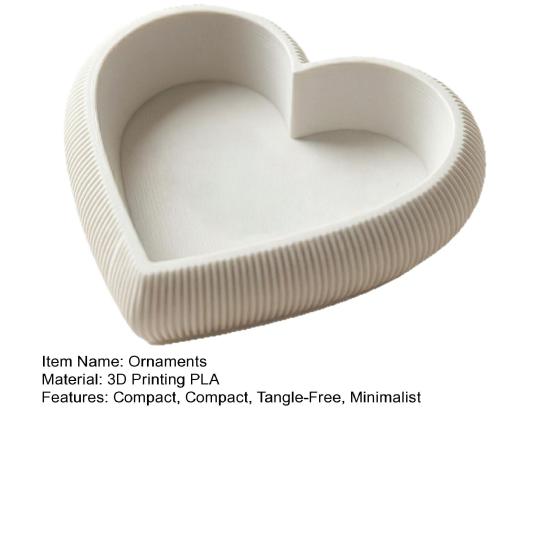 Minimalist Jewelry Holder Heart Shaped Tray, 3D Printed Ring Necklace Earring Holder, Small Organizer Romantic Desktop Trinket Dish for Dresser