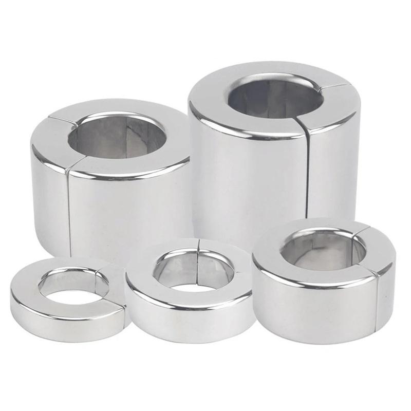 Stainless Steel Ball Stretcher Scrotum Pendant Heavy Magnetic Penis Lock Cock Ring Bondage Metal Erection Male Delay Sex Toy Man