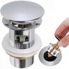 Automatic Washbasin Stopper with Strainer and Overflow, Full Click Clack, Silver