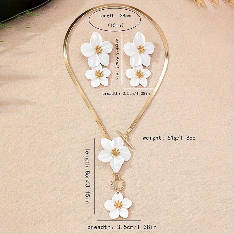 Modisches und elegantes Schmuckset mit Blumenanhänger-Halskette und Ohrringen, geeignet für tägliche Zusammenkünfte, Partys, Urlaubsreisen und als Geschenk