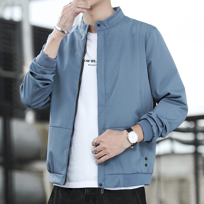 Men's Stand Collar Solid Color Zipper Pocket Fashion Casual Cardigan Coat Jacket Top