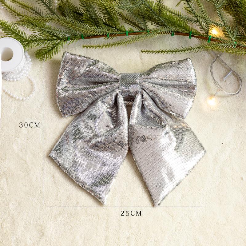 Large Pink and Gold Glitter Christmas Bow Ornament