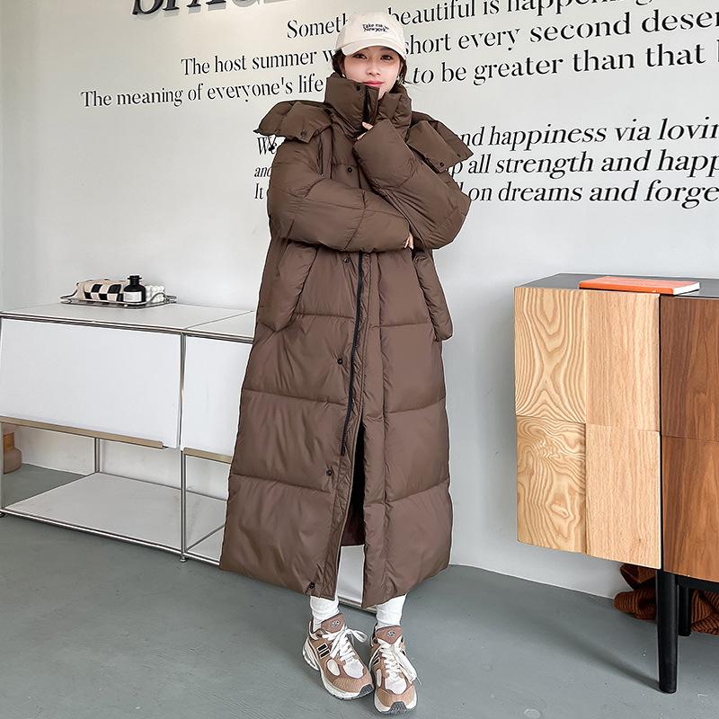 Down and Padded Jacket Women's 2025 Autumn/winter New Korean Version Plus-size Hooded Loose Pie Overcomes Long Padded Jacket
