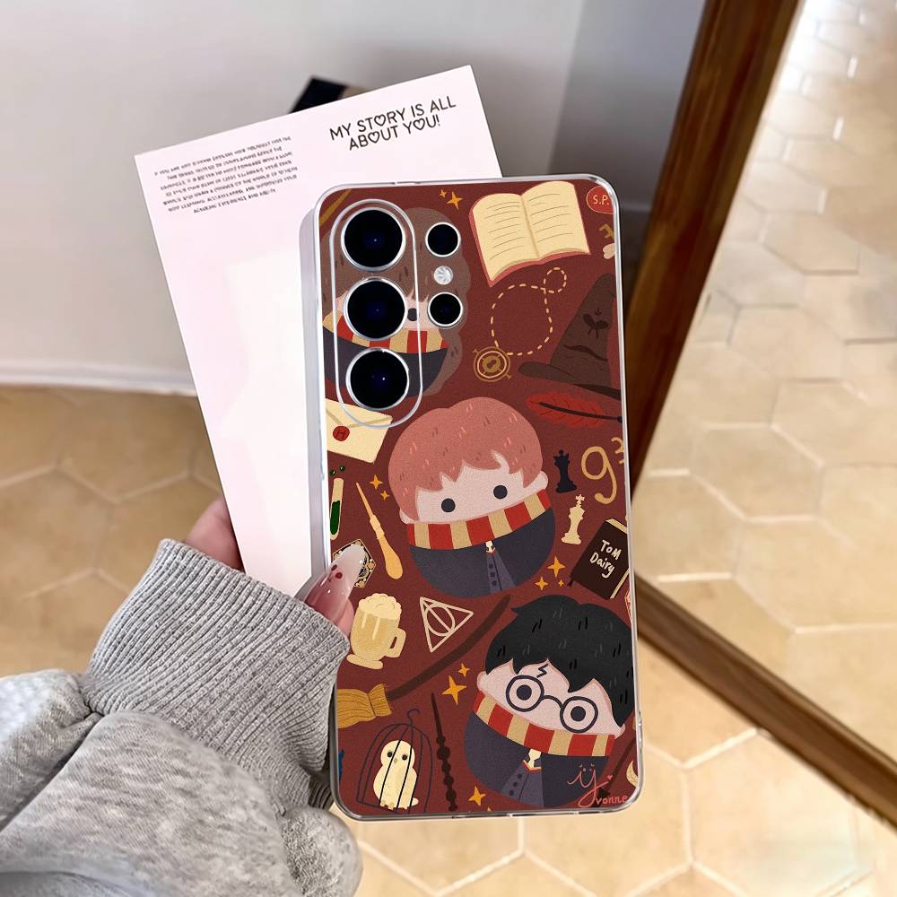 Magic H-Harry-es P-Potters W-Wand Phone Case For SamsungS25,S24,S21,S22,S23,S30,Ultra,S20,Plus,Fe,Note,10,9,5G Transparent Cover Samsung S25
