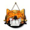 Yousheng Halloween Hanging Door Sign, Cute Cat Hanging Sign, Wooden Front Door Hanger with Hemp Rope for Porch Wall Indoor Home