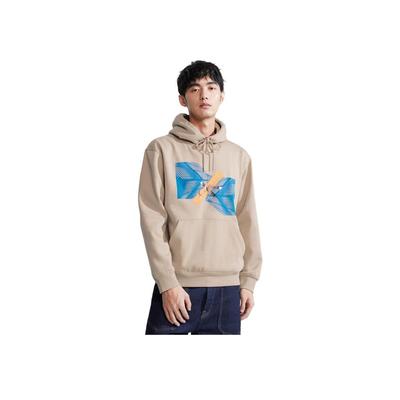Calvin Klein Skyline Logo Print Loose Fleece Hoodie Men Hoodies Milk-Tea J324104