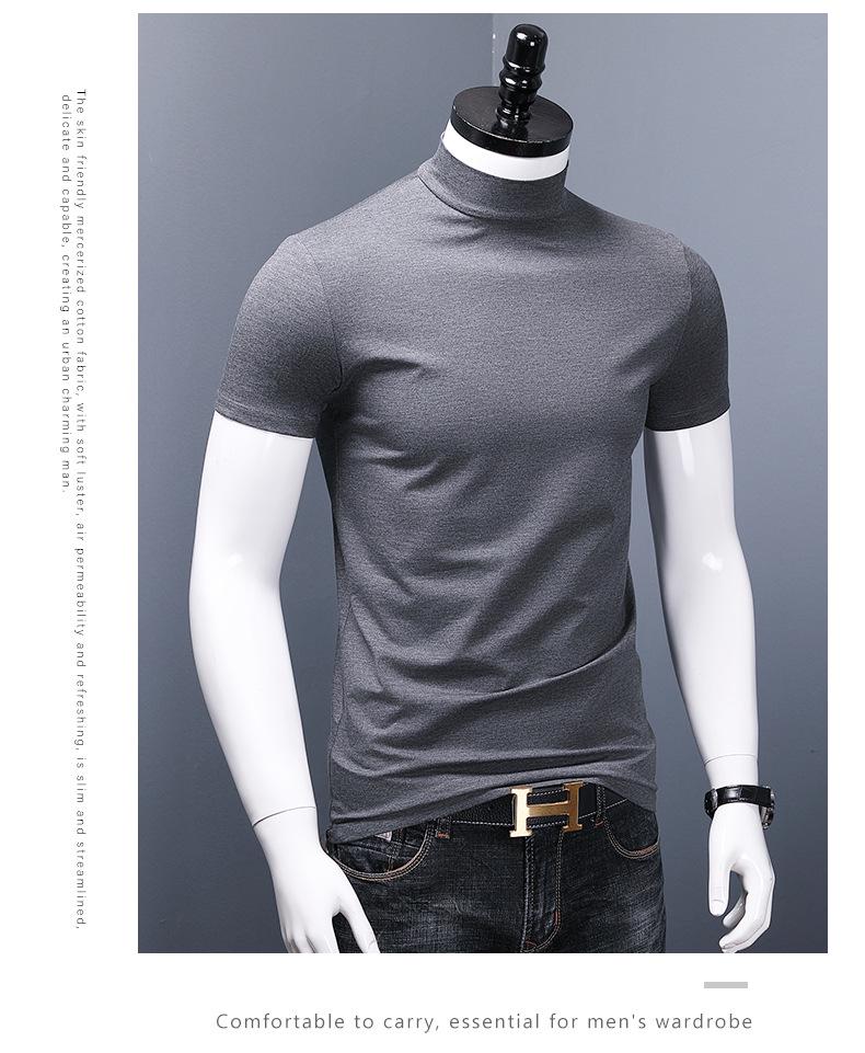 Herr Slim Fit Modal Höghals Merceriserad Bomulls T-shirt