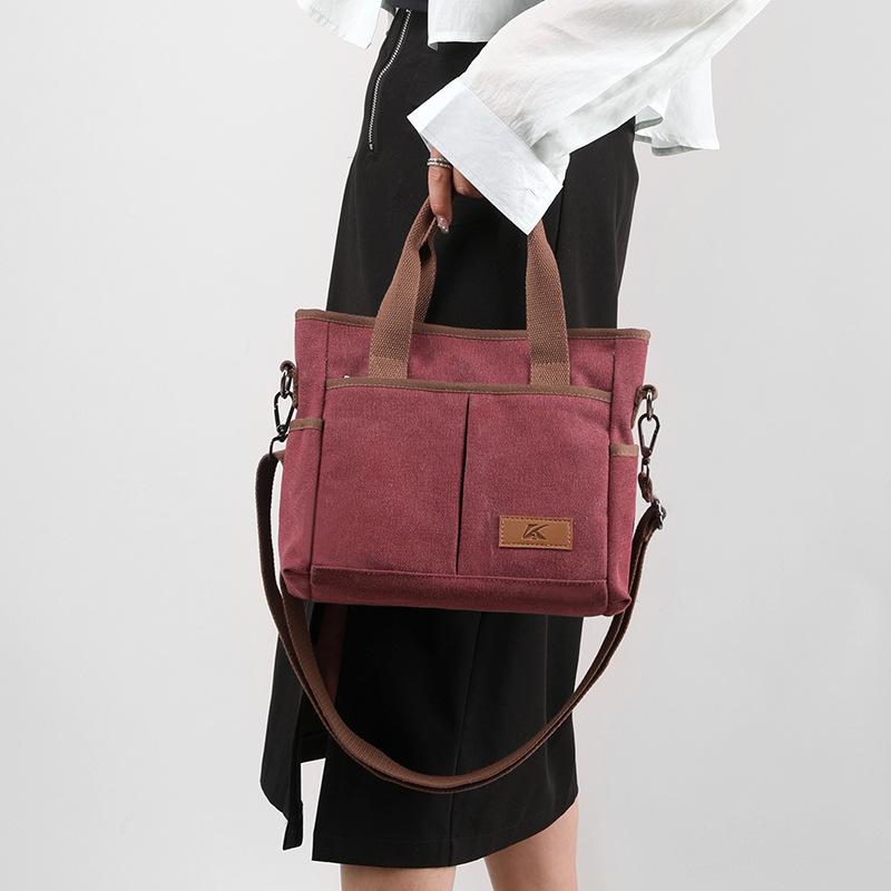 Multi-pocket Casual Canvas Bag with Large Capacity, Korean Style, Light Luxury, Versatile Messenger Bag, Commuting Shoulder Bag