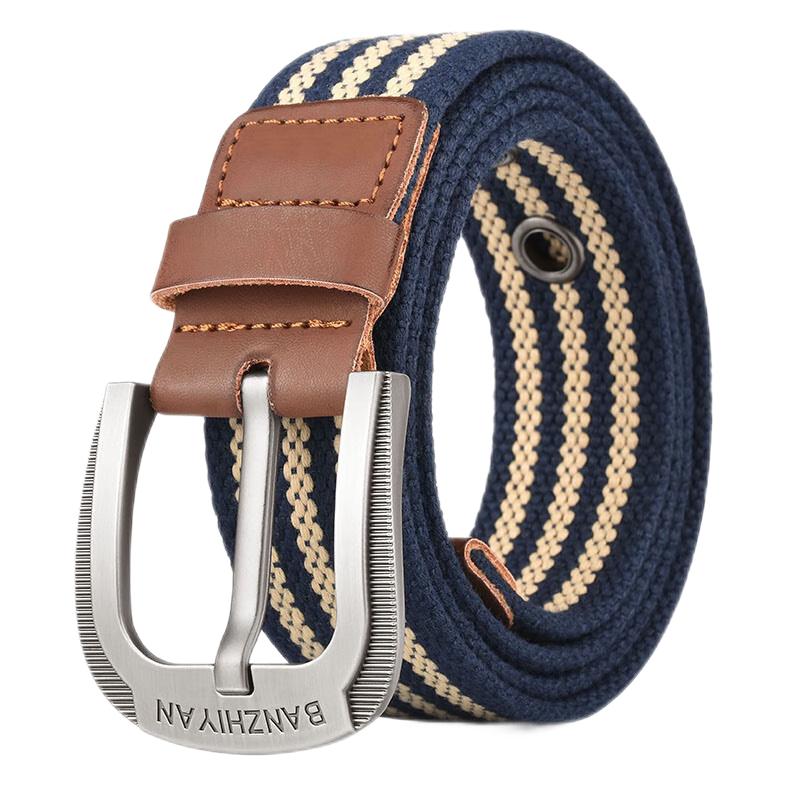 

Men s Casual Woven Canvas Pin Buckle Belt 130cm