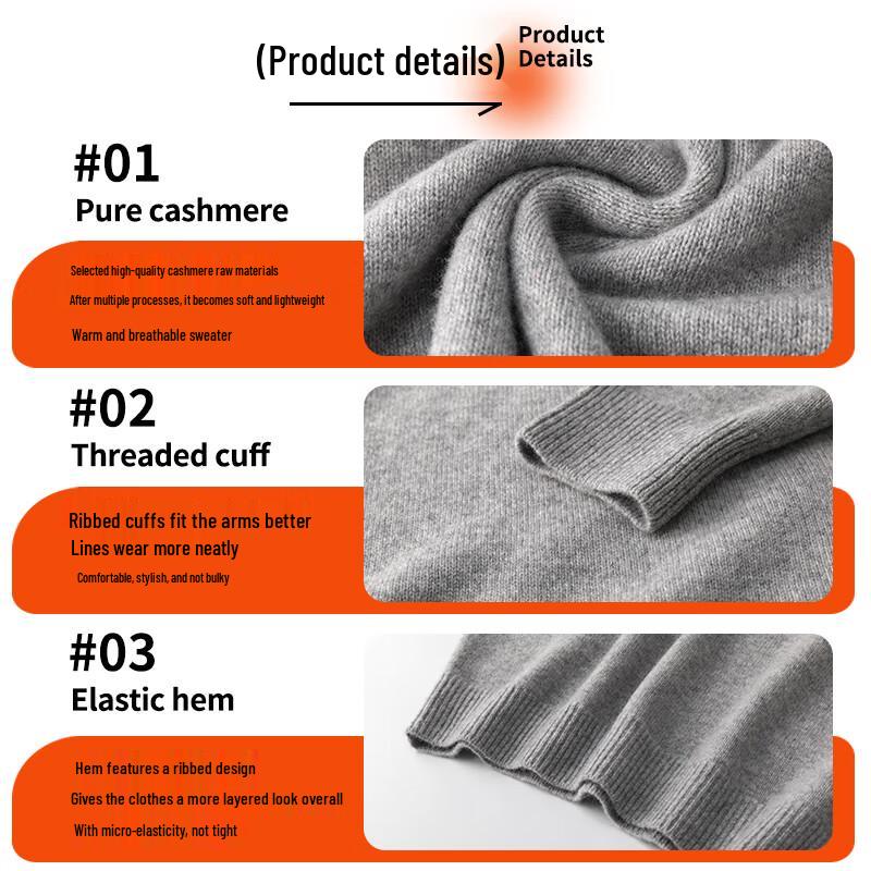 Hengyuanxiang Men's Thickened Pure Cashmere Hooded Pullover