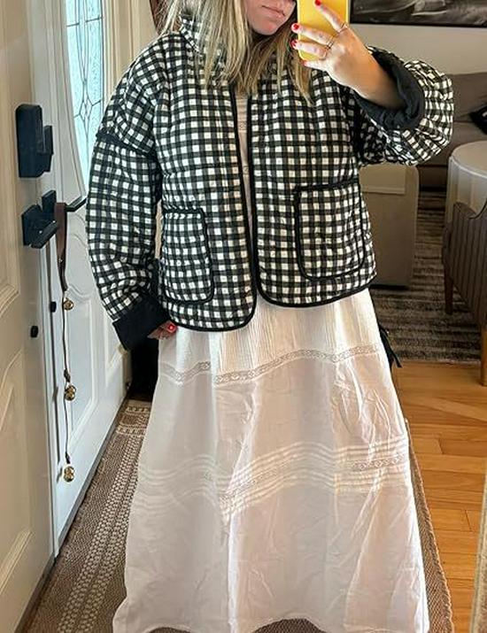 2024 Autumn/Winter Quilted Color Block Women's Cotton Jacket