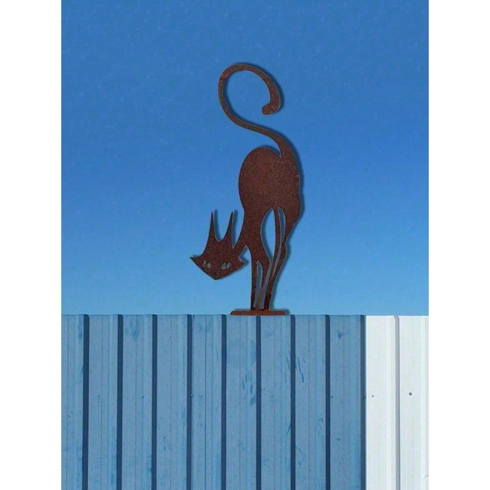 Vintage Black Cat Metal Wall Art Weatherproof Outdoor Gothic Garden Decor Sculpture