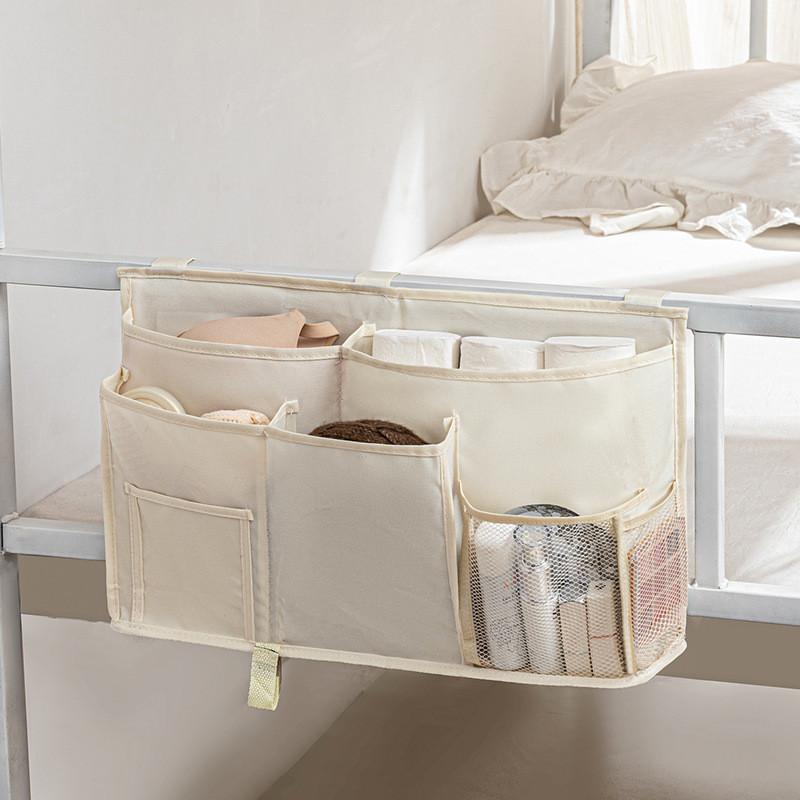 Oxford Fabric Bedside Storage Organizer With Wall Mount For Dorm Room Books And Devices