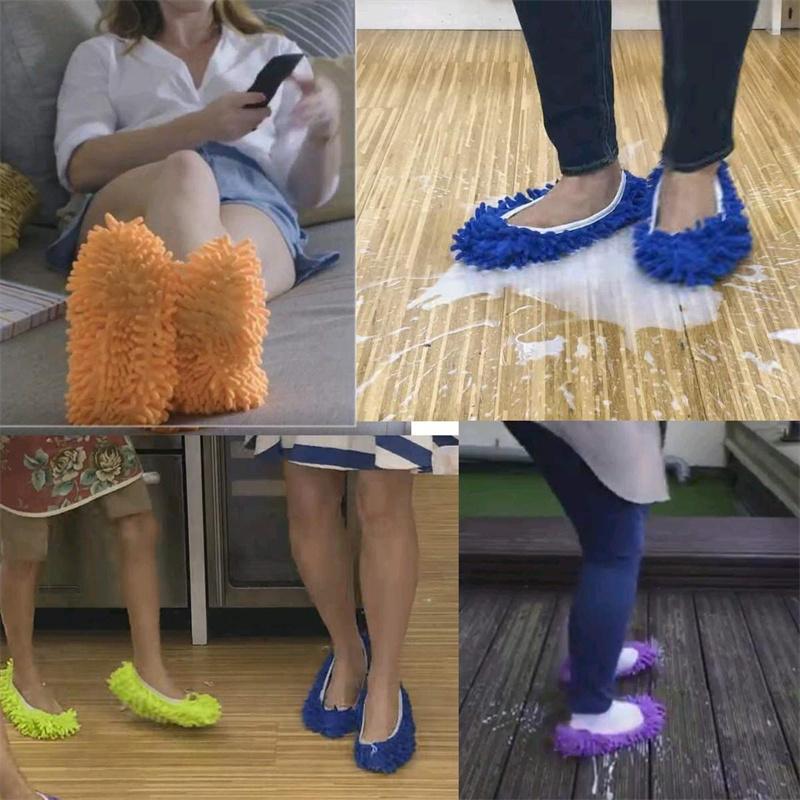 Prachový mop, pantofle, návlek na boty, multifunkční pratelné mikrovláknové ponožky na nohy, návlek na boty na čištění podlah