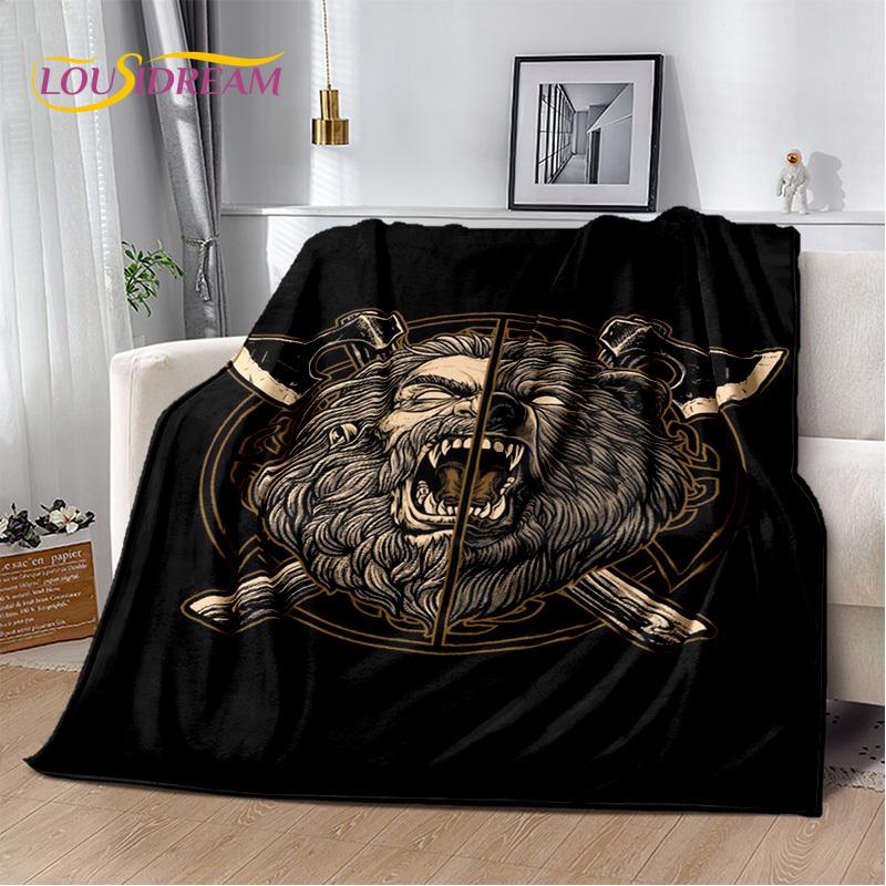 3D Viking Odin Valhalla Nordic Mythology Symbols Blanket,Soft Throw Blanket for Home Bedroom Bed Sofa Picnic Office Travel Cover