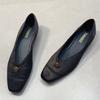 Fashion Elegant Gold Chunky Heel Women's Loafers Fashion Metal Flower Decoration Mules Casual Shoes for Women Light Comfort Office Shoes