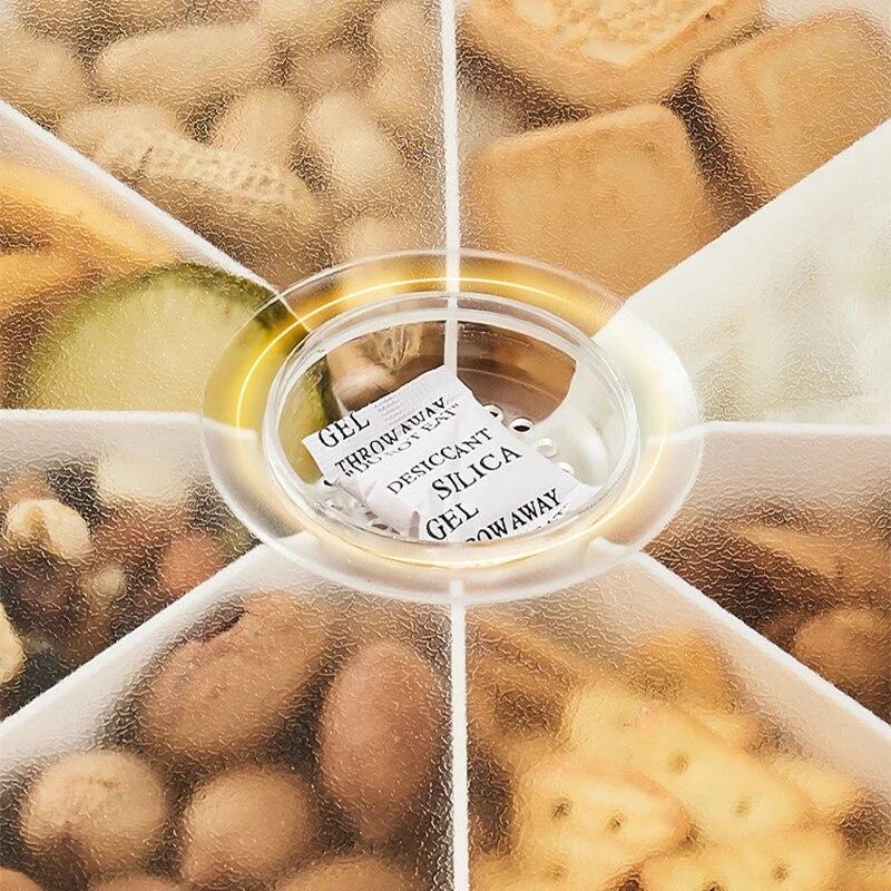 מגש עגול מחולק חטיף אגוזי ממתקים פירות צלחות אחסון עם מכסה מגש מפריד נשלף למסיבות יום הולדת לשולחן קפה
