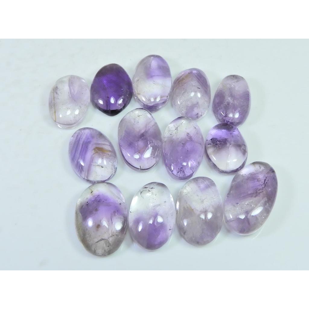 170Cts. Natural Amethyst Lace Agate Oval Shape Cabochon Gemstone 13Pcs Lot C-1908