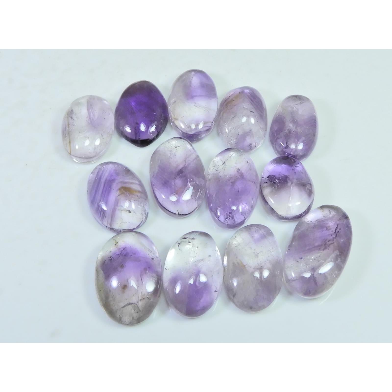 170Cts. Natural Amethyst Lace Agate Oval Shape Cabochon Gemstone 13Pcs Lot C-1908