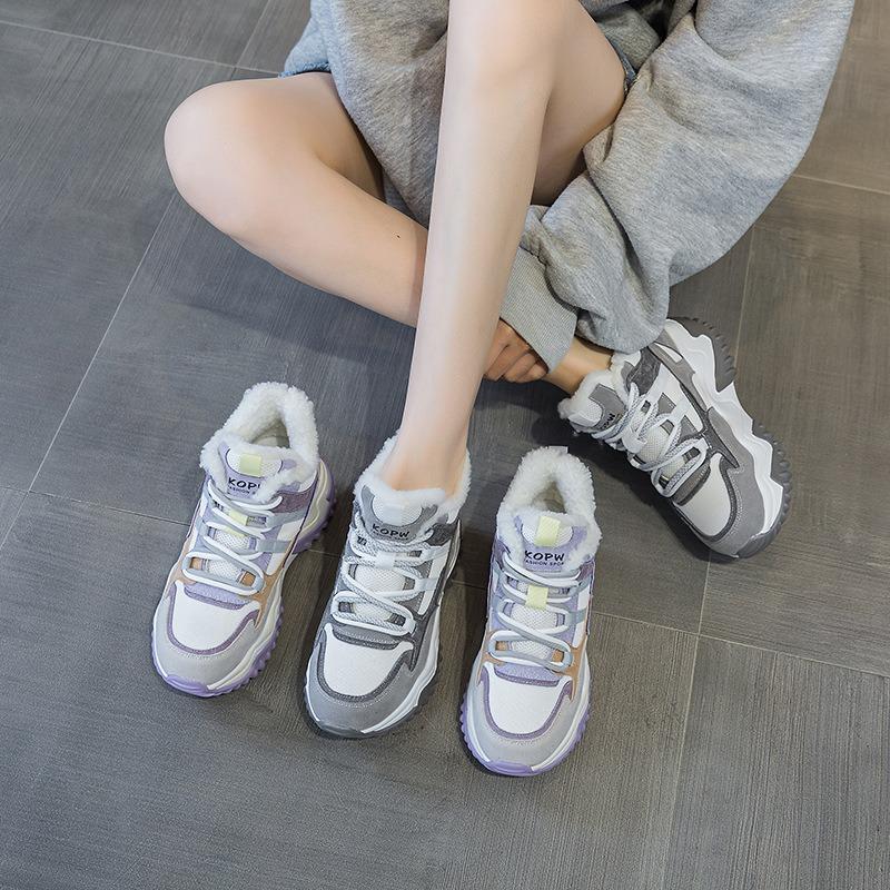 Autumn new velvet thermal shoes women's casual versatile sports shoes street shot heightening shoes women's shoes