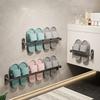 Wall Mounted Slipper Holder Aluminum Bathroom Wall Hanging Slipper Rack Shoe Organizer with