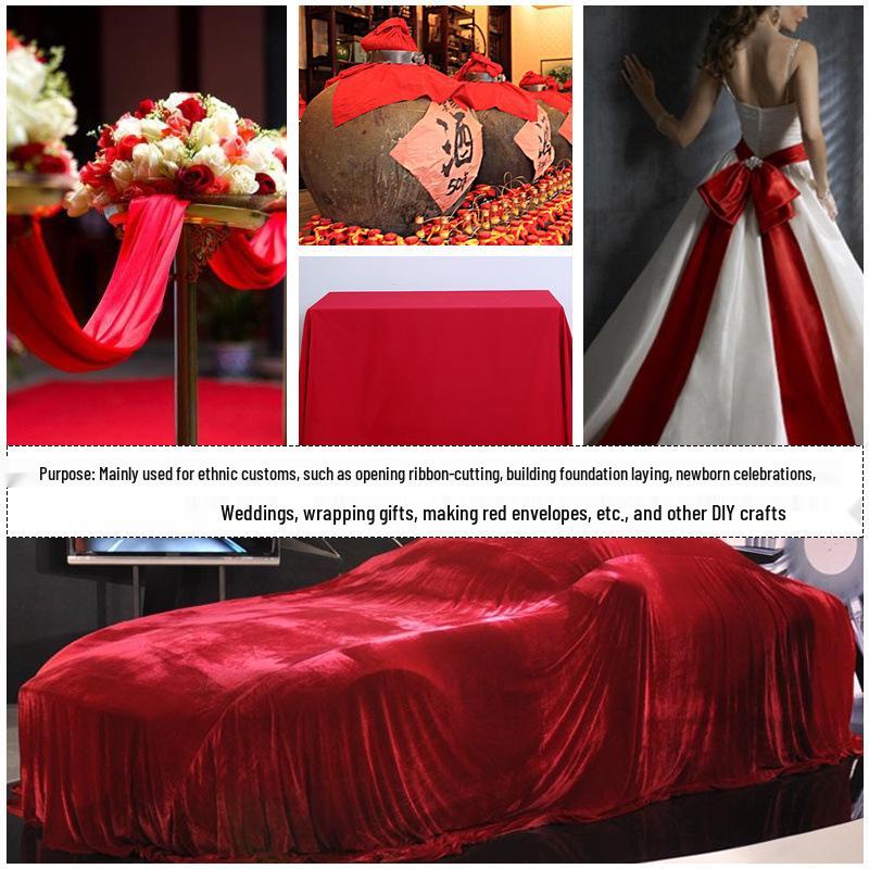 Bright Red Silk Wedding Decoration Fabric - Chinese Style Ribbon Cutting Cloth