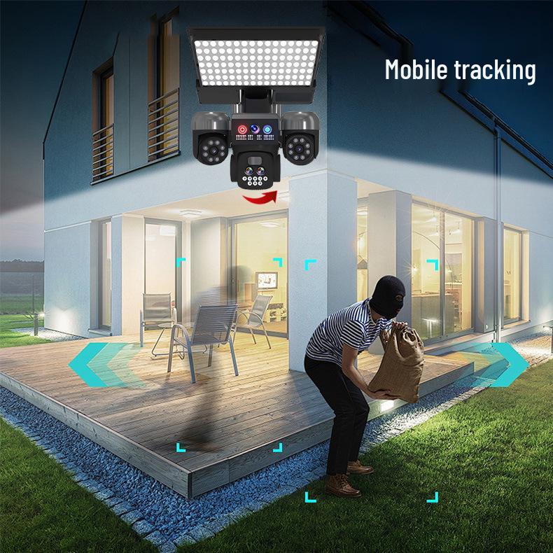 Waterproof Solar-Powered Outdoor Camera with Two-Way Voice, Full-Color Night Vision, and Home Courtyard Light.