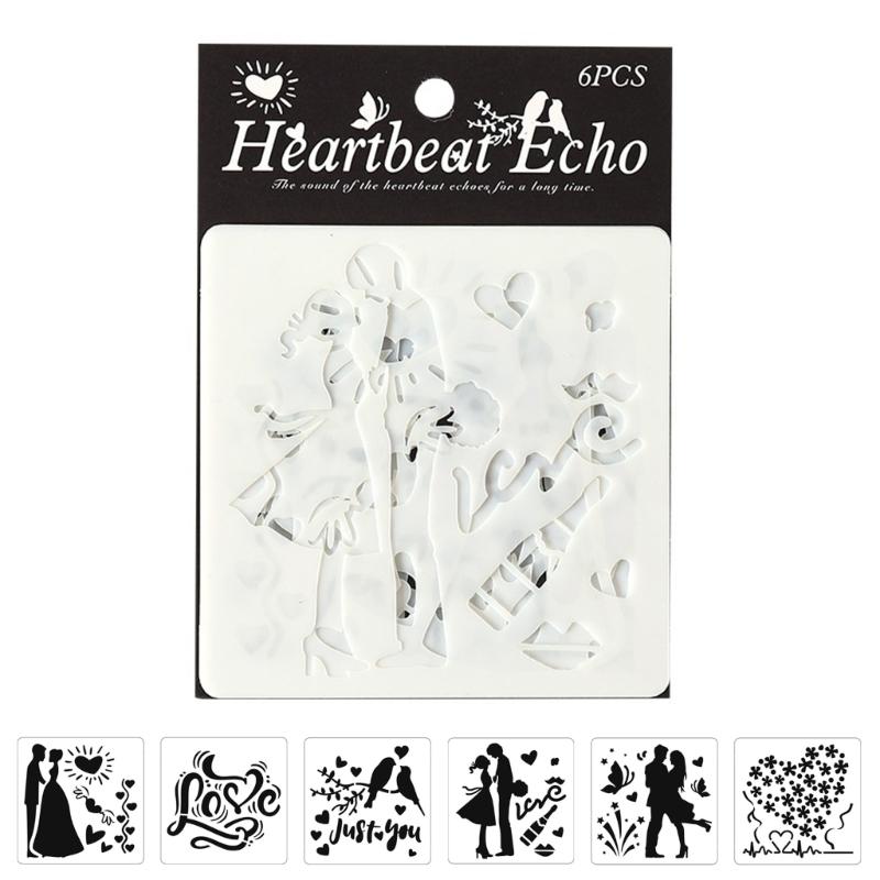 

6 шт. шаблонов для рисования сердец из ПЭТ, трафареты для пар, трафареты для рисования, для DIY школьных проектов и креативного ведения дневника