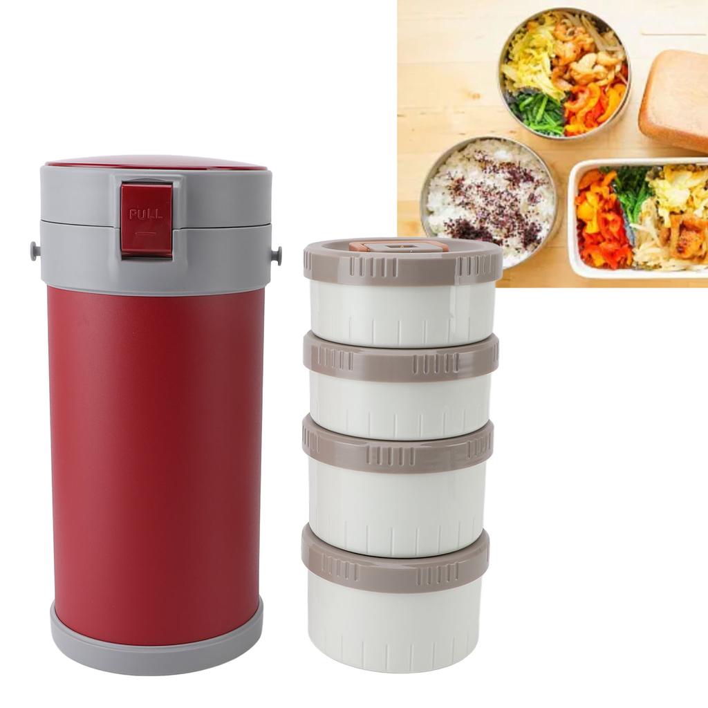 Insulated Jar 2.9L 304 Stainless Steel Microwave Safe Leakproof Stackable Lunch Box with Strap Handle Insulated Vacuum Food Jar for School