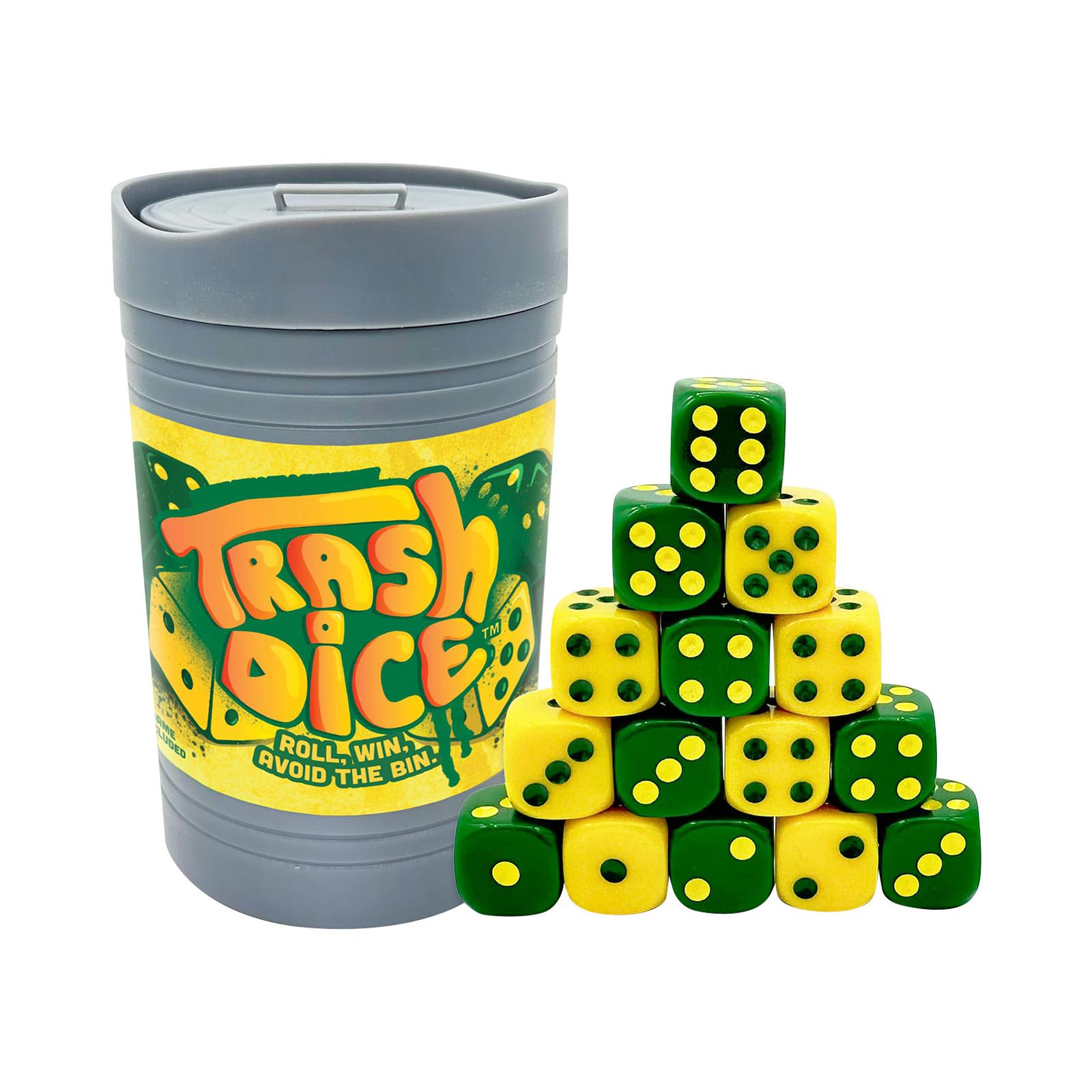 

Trash Dice — динамичная семейная игра в кости | Увлекательная настольная игра с кубиками для двух игроков с мусорными баками и наборами кубиков зелёный