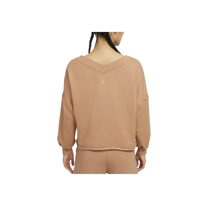 Nike Yoga Luxe Casual Loose Velvet American V-Neck Sweatshirt Women Sweatshirt Brown DA0773-288