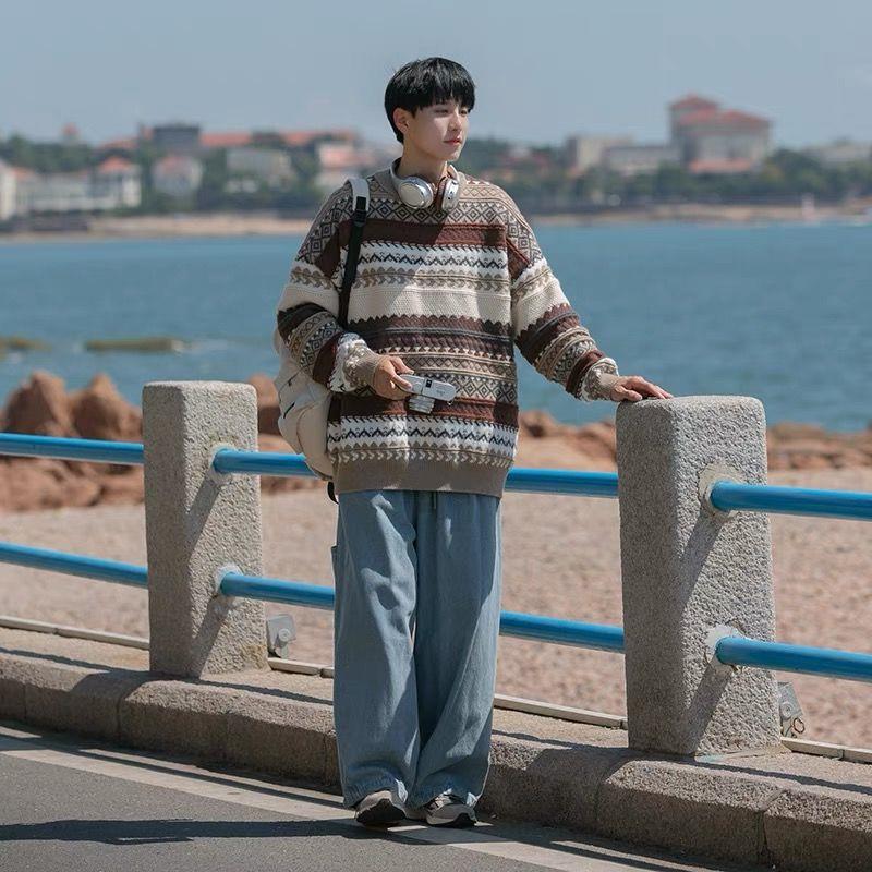 Men's Vintage Fair Isle Christmas Sweater - Thick, Cozy Japanese Retro Style