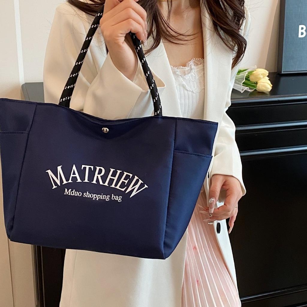 New dopamine simple letters large capacity tote bag go to work shopping tote