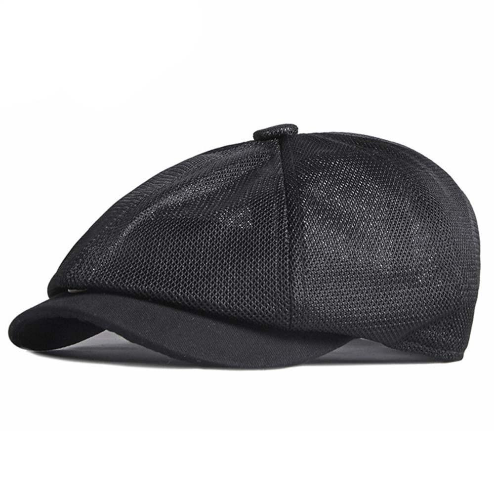 

Hollow-Out Mesh British Beret Solid Color Sunshade Painter Cap Gentleman Octagonal Cap Work чорний