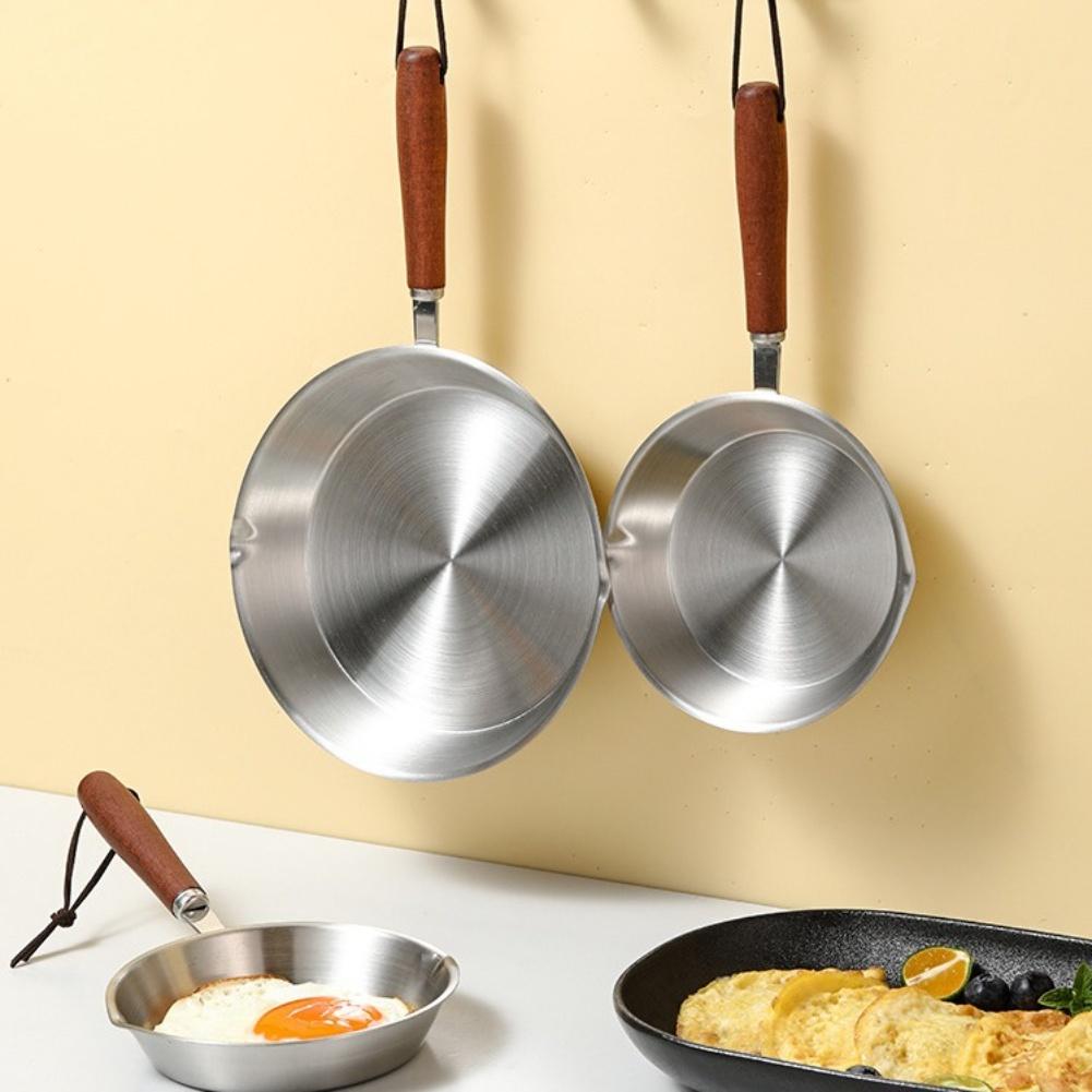 Patelnia ze stali nierdzewnej 304 z żaroodporną drewnianą rączką, bez powłoki, dla zdrowego doświadczenia gotowania