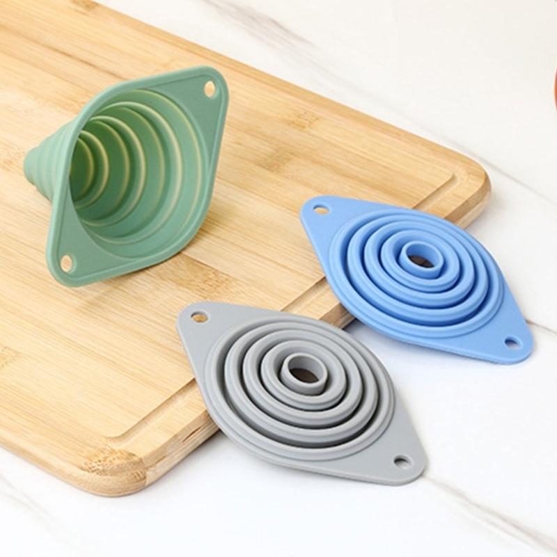 Retractable Kitchens Funnel Leak proof Wide Opening Silicone Materials Compact For Home Camping Cooking Storage
