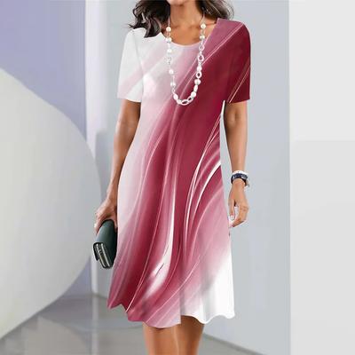 Vestidos de verano para mujer, faldas retro de corte A, vestido con bloques de color 3D, vestido elegante de fiesta de manga corta, jersey de gran tamaño