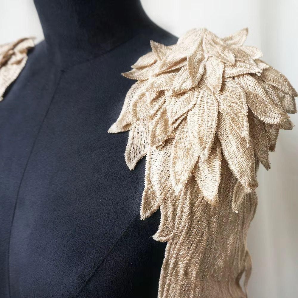 2Pcs Multilayer Flower Collar Patch Embroidery DIY Crafts Fashion Angel Wing Patch