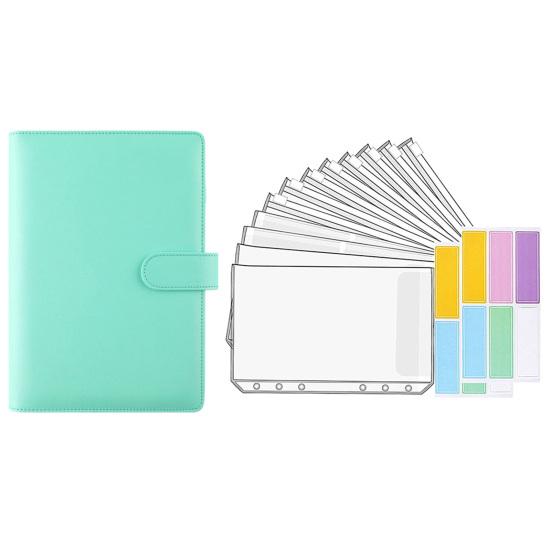 1 Set Budgets Planner Handbook Transparent Pockets Waterproof Faux Leather Receipt Coupon Cash Envelope Binder Office Supplies