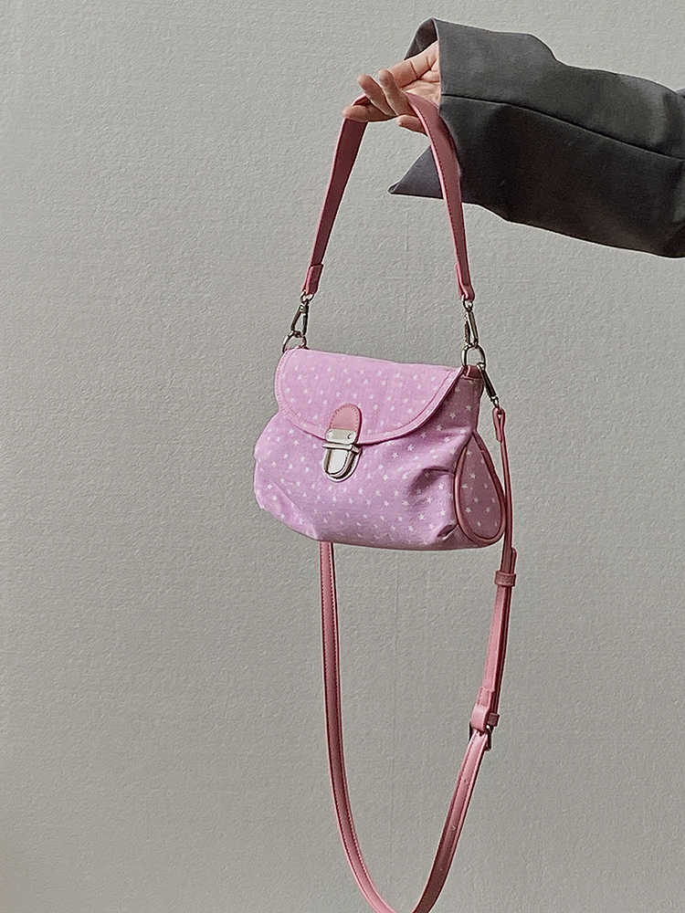

Contrast Color Design Women s Underarm Bag Star Printed Ladies Handbags Portable Buckle College Girls Shoulder Crossbody Bags
