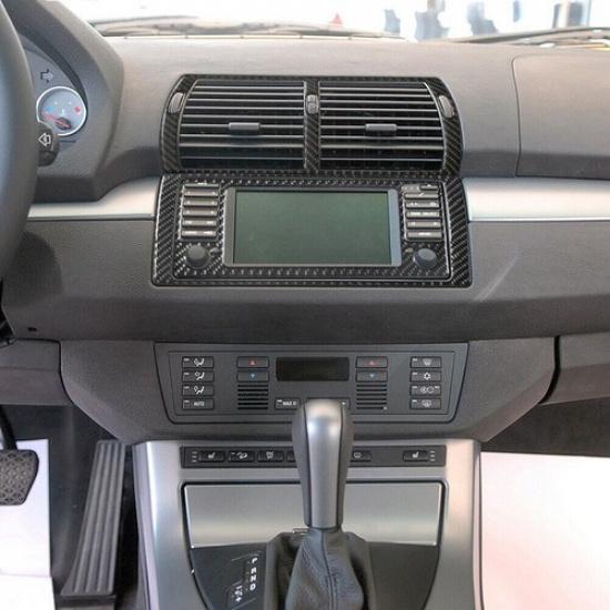 3Pcs For BMW X5 2000-06 Carbon Fiber Console Air Vent Outlet Panel Frame Cover