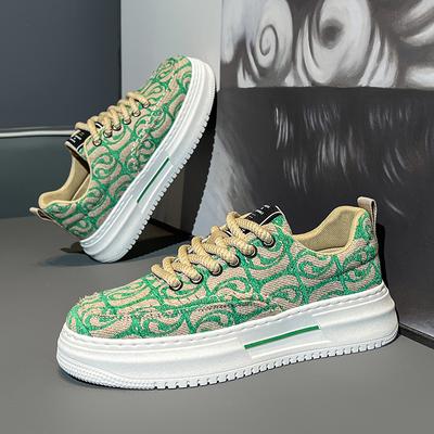 Primăvară și vară Pantofi de pânză respirabili pentru bărbați, de modă, verzi, pantofi casual de designer, pantofi vulcanizați pentru bărbați, pantofi informali