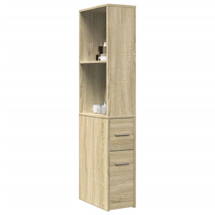 VidaXL Narrow Bathroom Cabinet with Castors Sonoma Oak, Tall Bathroom Cabinet, Bathroom Storage 855297