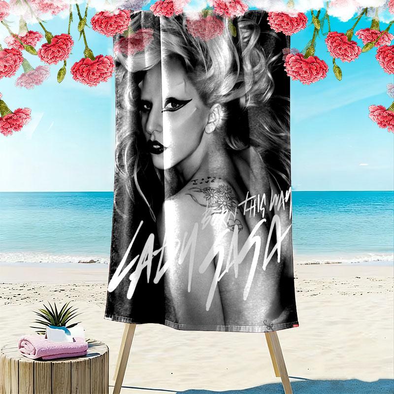 Lady Gaga Print Beach Towel, Large Soft Quick Dry Towel for Beach Camping Swimming