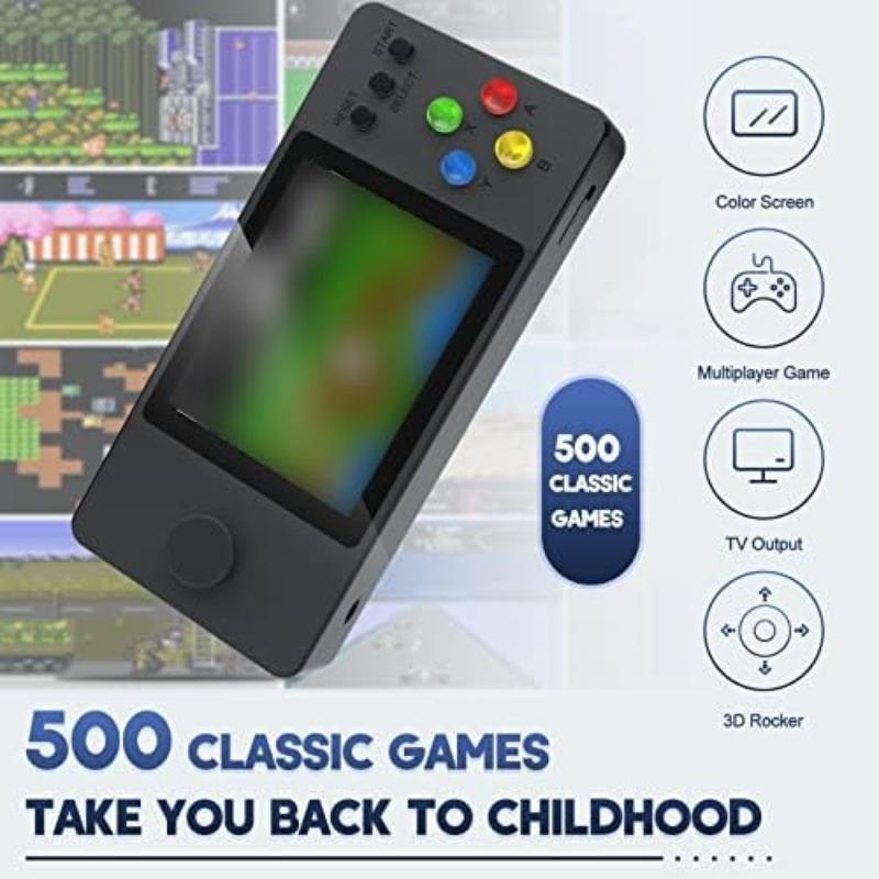 K9 3D Rocker Retro Handheld Game Console, 500 Classic FC Games, 2.4/2.8 Inche Screen Portable 800mAh Battery Rechargeable, Support TV & Two Players