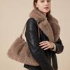 Effen Kleur Nepbont Hobo Tas Warme Dames Handtas Casual Pluizige Schoudertas Dagelijks