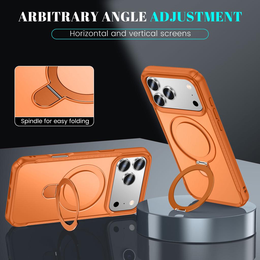 Applicable to iphone17PROMAX mobile phone case metal magnetic suction bracket four corners anti-drop high-end PC protective case